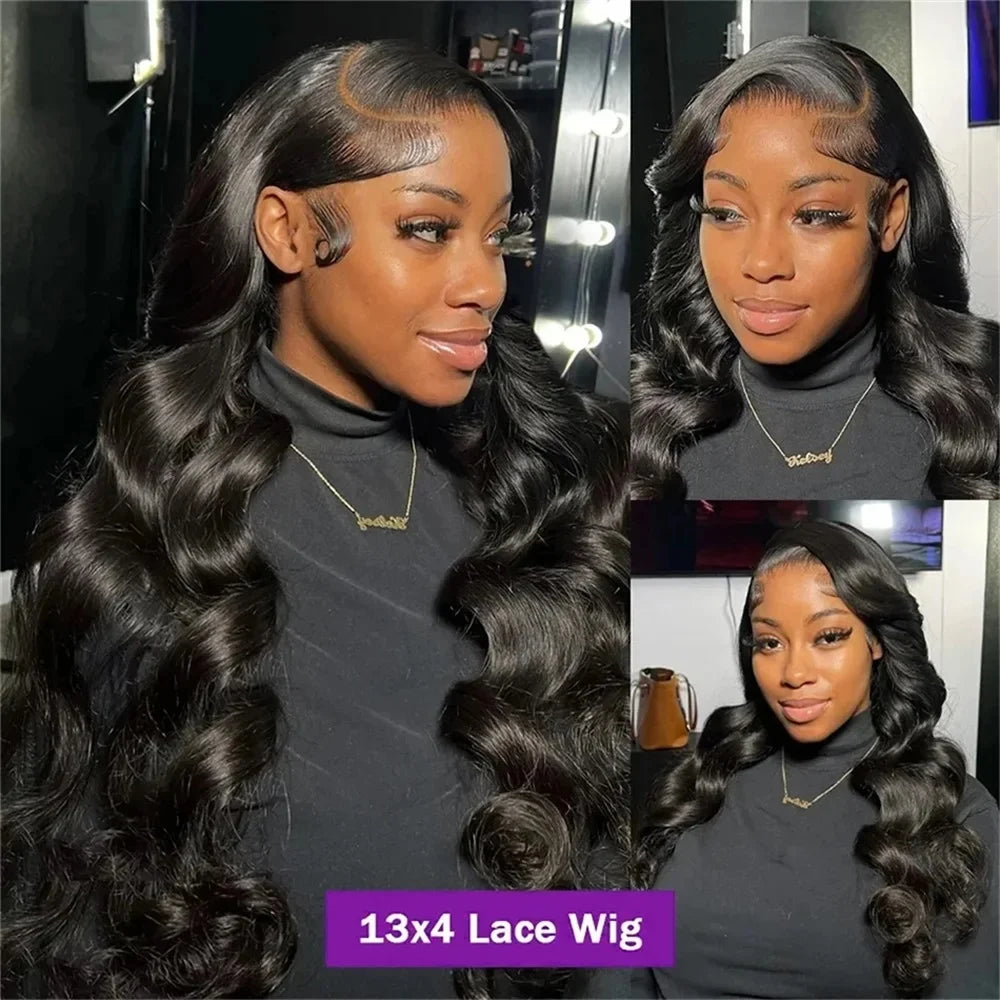 28 30 32 34 Inch 13x4 Body Wave Lace Front Human Hair Wigs Brazilian Water Wave 13x6 HD Transparent Lace Frontal Wig For Women