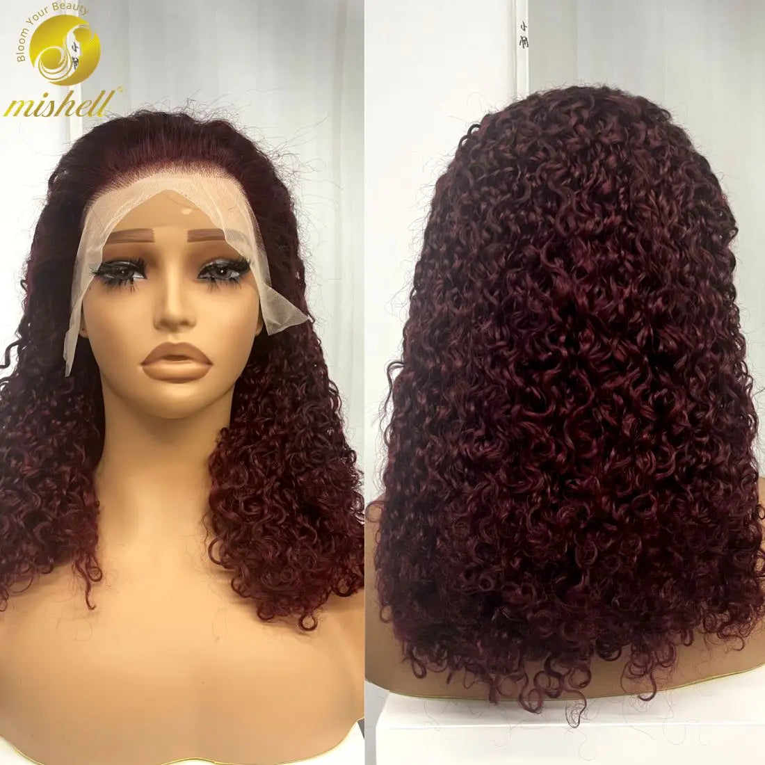 13x4 Lace Frontal Pixie Curly Human Hair Wigs 350% Density 12A Colored Raw Burmese Bouncy Curly Hair Wigs for Women