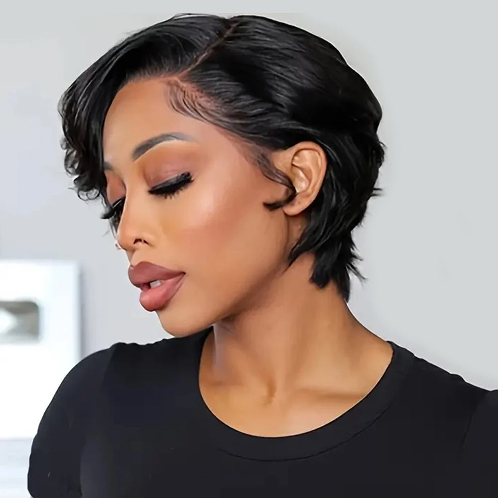 13X4 Human Hair Lace Frontal Wig Natural Color Brazilian Human Hair Wigs Cheap Wigs On Sale Clearance Pixie Cut Wigs Human Hair