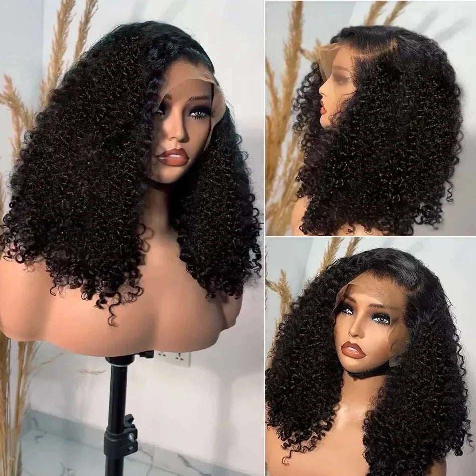 Deep Curly Short Bob Wigs 13x4 Lace Front Human Hair Wigs Brazilian Hair Loose Deep Wave Wig 220% Water Wave Bob Wigs For Women