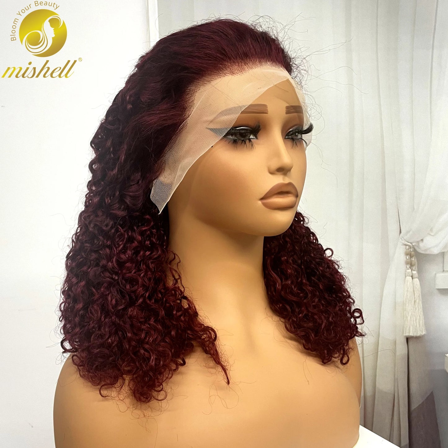 13x4 Lace Frontal Pixie Curly Human Hair Wigs 350% Density 12A Colored Raw Burmese Bouncy Curly Hair Wigs for Women