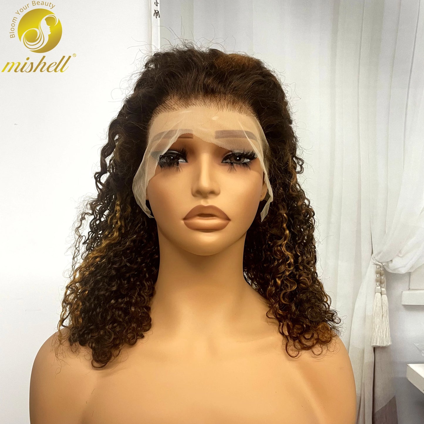 13x4 Lace Frontal Pixie Curly Human Hair Wigs 350% Density 12A Colored Raw Burmese Bouncy Curly Hair Wigs for Women