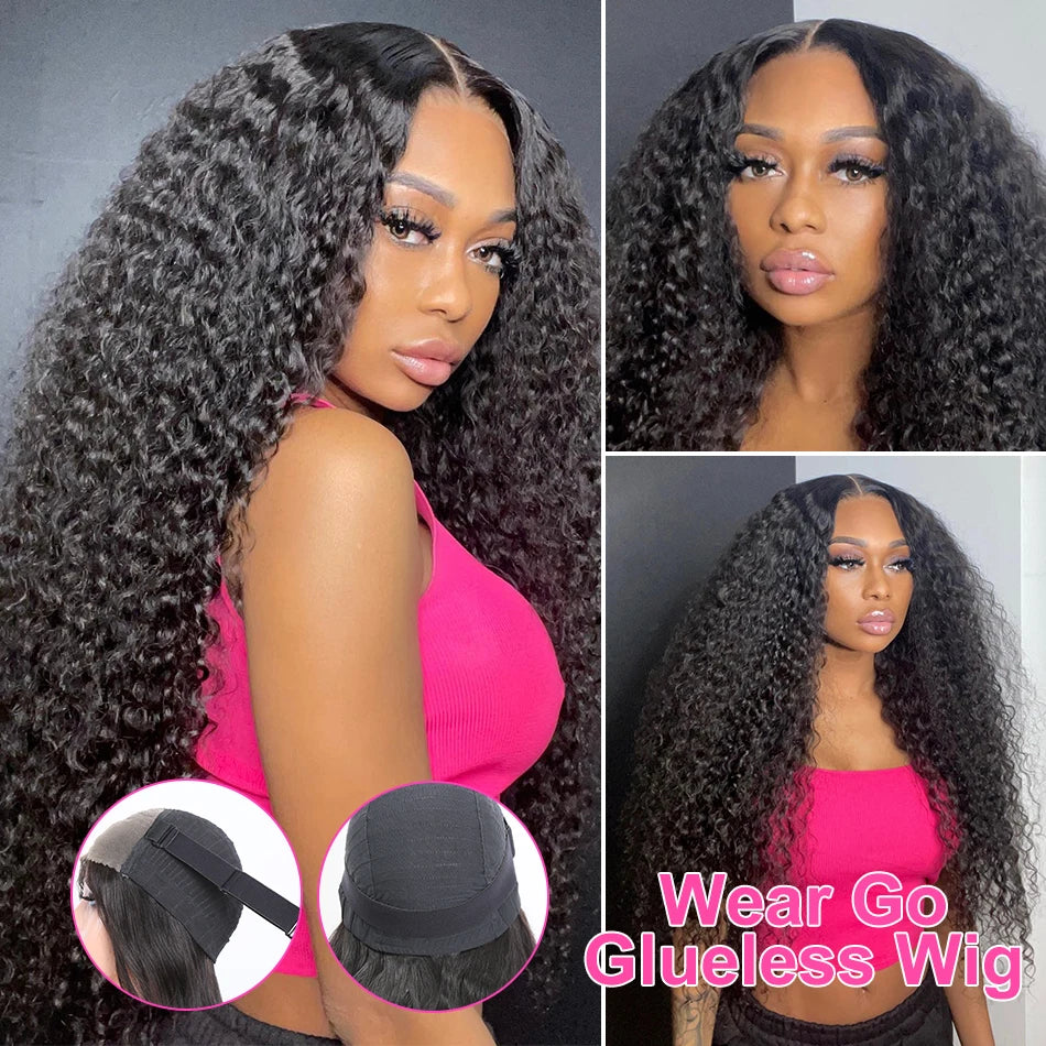 Glueless Kinky Curly 13x4 Lace Front Human Hair Wigs For Women Brazilian Deep Curly Lace Frontal Wig Wet And Wavy Frontal Wigs