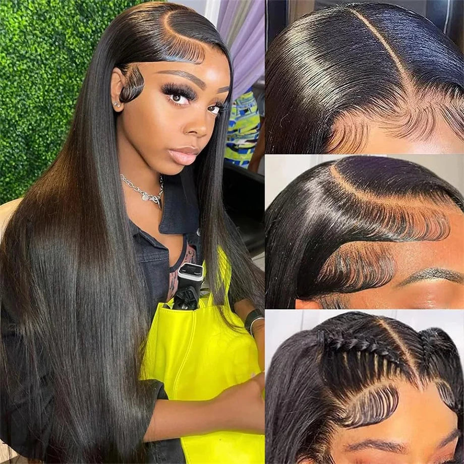 Straight Human Hair Lace Frontal Wig For Women Pre Plucked Brazilian Hair 13x4 HD Transparent Lace Frontal Wig With Baby Hair