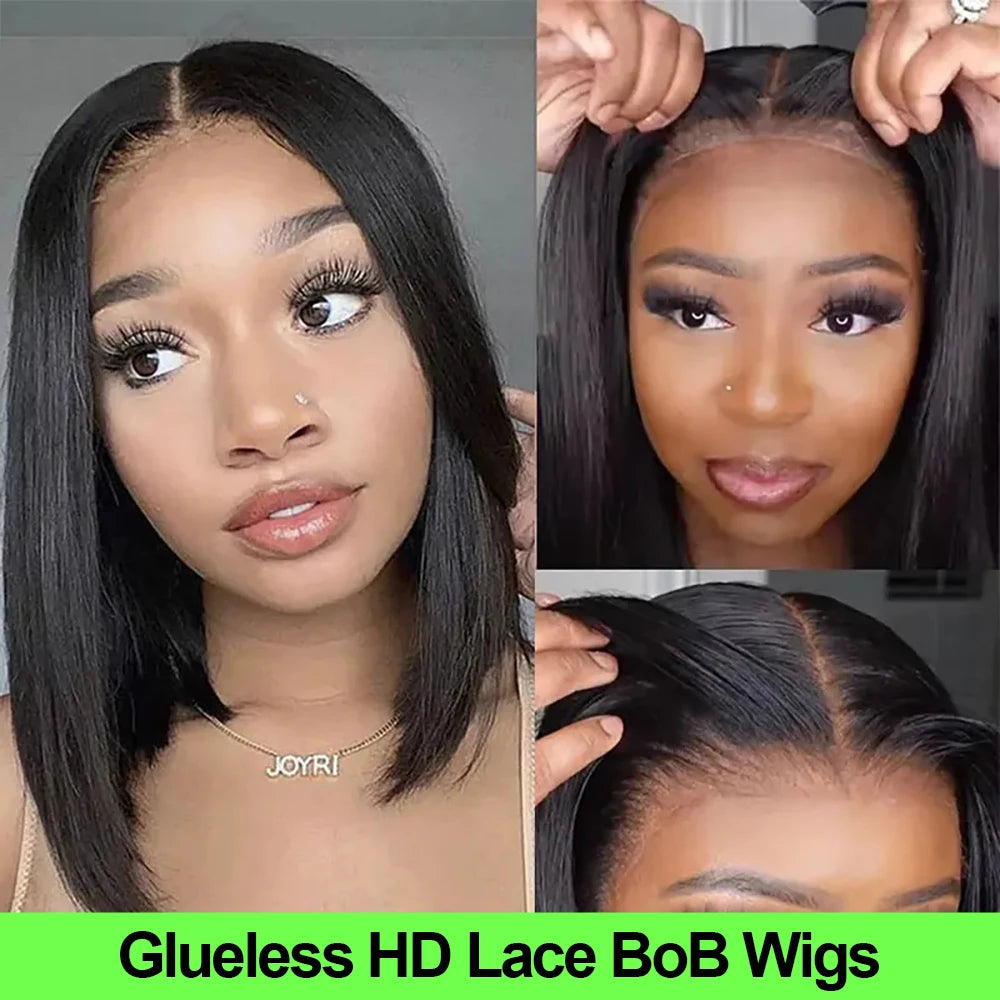 Bone Straight Short Bob Wigs 13x4 13x6 Lace Frontal Human Hair Wigs HD Transparent Lace Glueless Wig Ready to Wear For Women