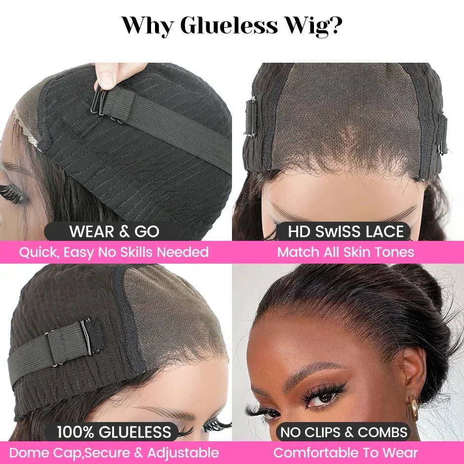 40 Inch Wear Go Glueless Wig 13x6 HD Transparent Bone Straight Lace Front Wigs Ready To Go 4x4 6x4 HD Glueless Wigs Pre plucked