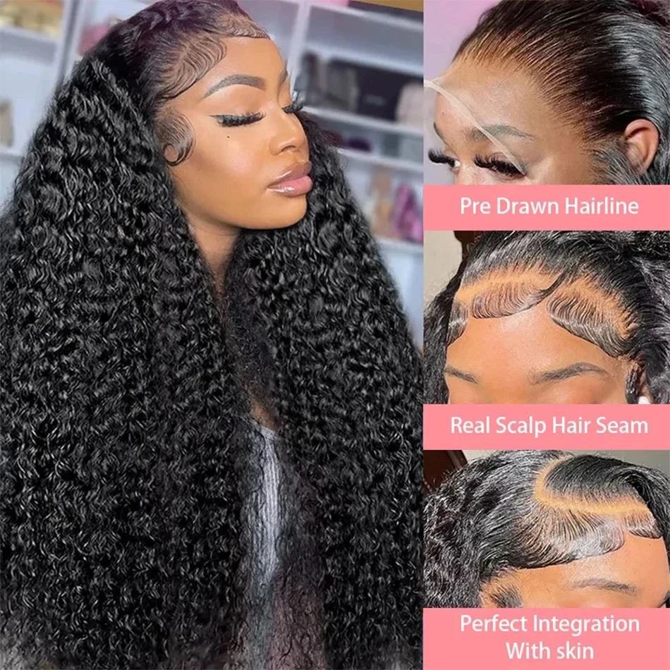 Glueless Kinky Curly 13x4 Lace Front Human Hair Wigs For Women Brazilian Deep Curly Lace Frontal Wig Wet And Wavy Frontal Wigs