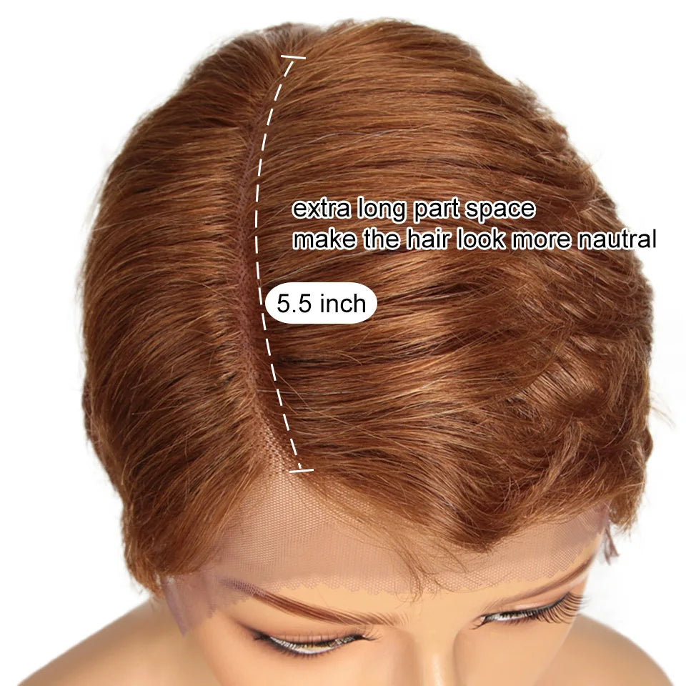 Lekker Short Pixie Cut 13X1 Part Lace Front 100% Human Hair Wig For Women Ready to Wear Brazilian Remy Hair Colored Straight Wig