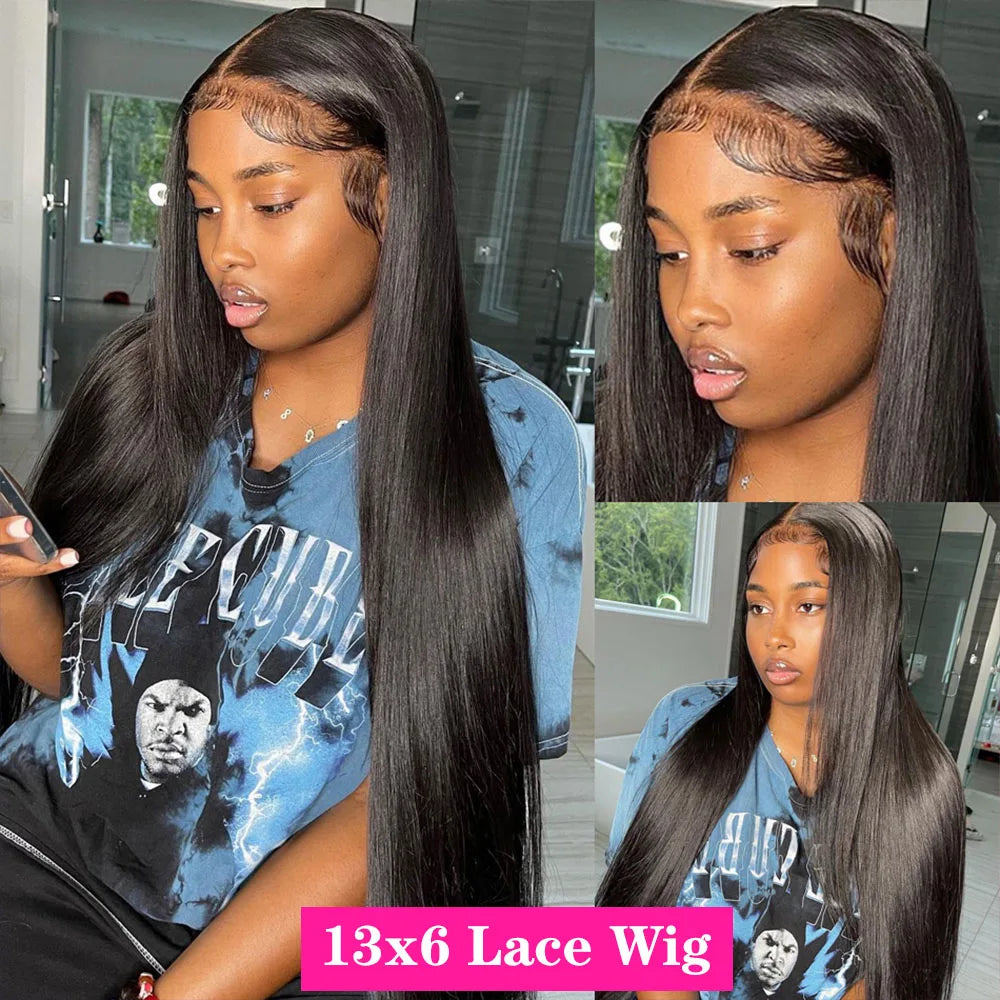 Ship from USA 200% Density 5x5 13x4 13x6 Lace Frontal Wig Straight HD Transparent Lace Brazilian Human Hair Wig 360 Lace Natural Color Wig