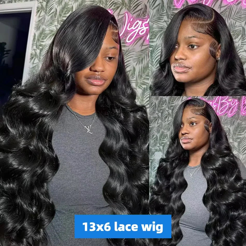 30 40 Inch Body Wave Lace Front Wig Human Hair 13x6 Hd Transparent Frontal Glueless Pre Plucked Black For Women Water Wave