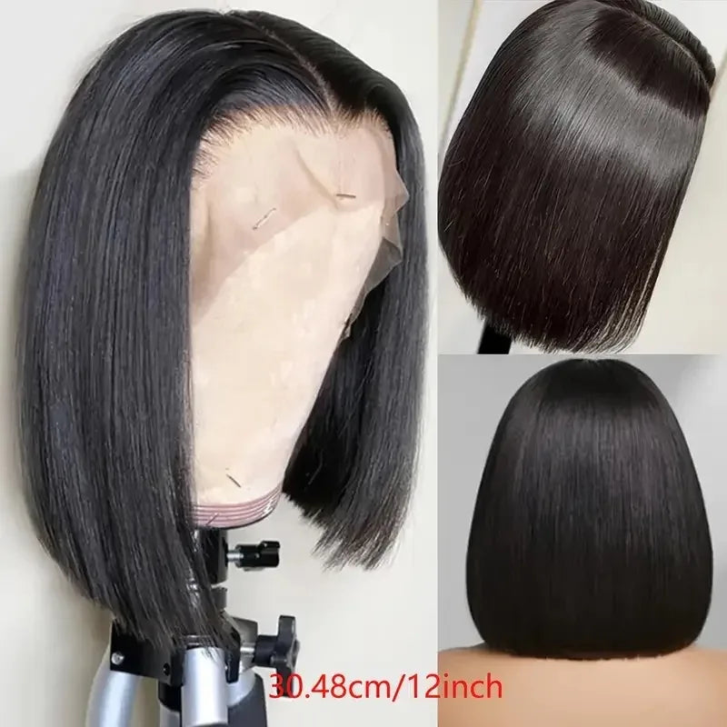 YKB Bone Straight Bob Wig 6X6 Closure Glueless Ready To Wear 13x6 HD Lace Front Human Hair Wigs 16 Inch Remy Peruvian For Women