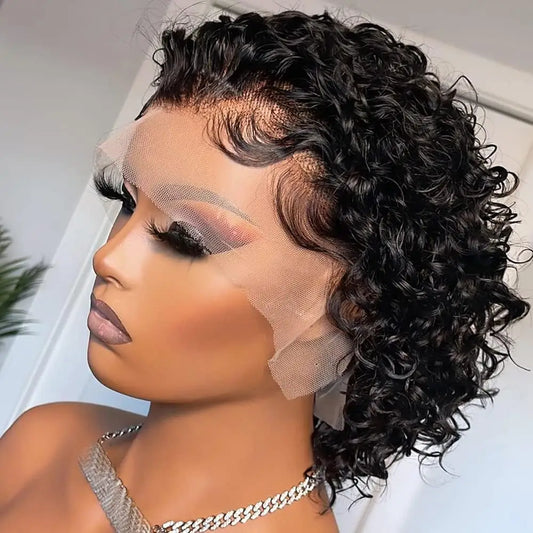 Pixie Cut Wig Curly Human Hair 13x1 Lace Frontal Wigs Human Hair Short Bob Human Hair Wigs 13x4 Lace Front Wigs For Black Women