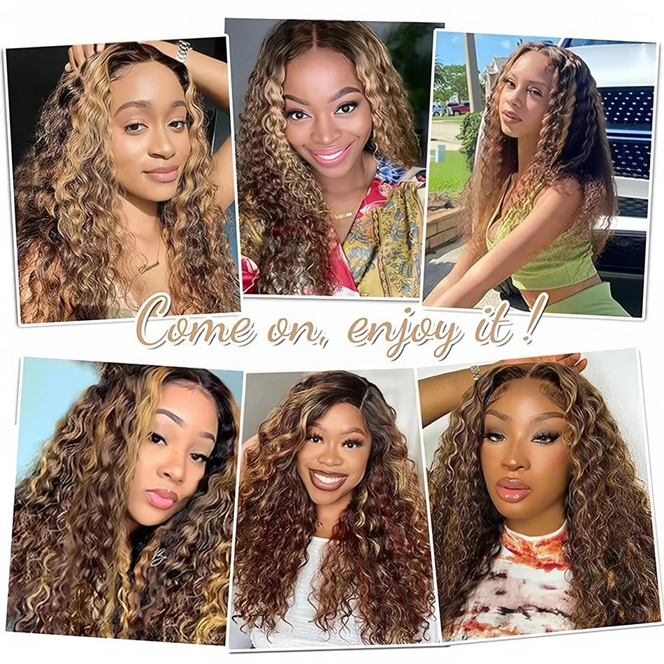 Highlight Human Hair Curly Wigs 30 Inch Hd Lace Front Wig Human Hair P4/27 13x4 13x6 Hd Lace Frontal Deep Wave Wigs for Women