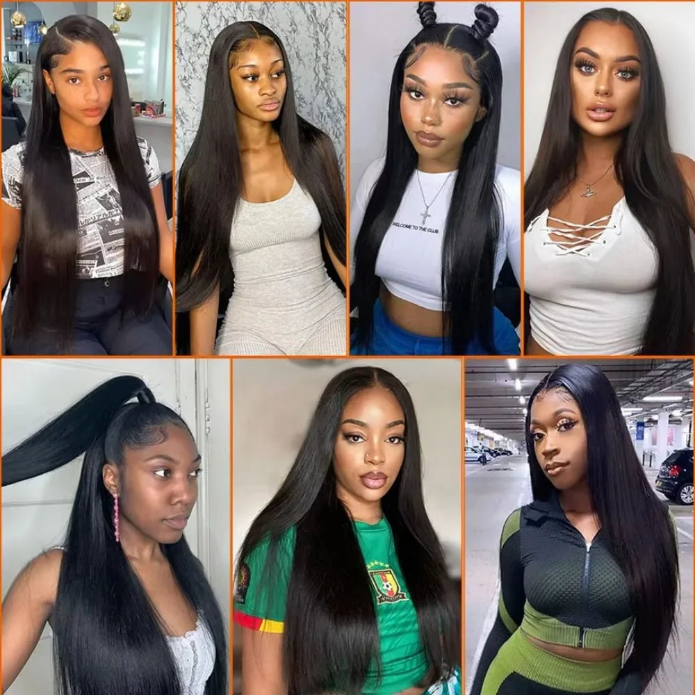 SHIPS FROM FRANCE High Density Bone Straight Human Hair Hd Lace Frontal Wigs 30 Inch 13x6 100% Brazilian Choice For Women Cheap On Sale Clearance