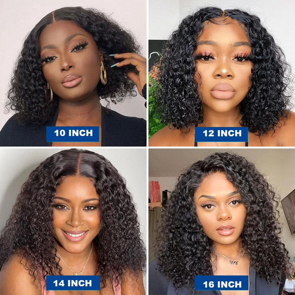 13x4 Bob Wigs Jerry Curly Short Human Hair Natural Black Brazilian Deep Curly Wigs For Black Woman