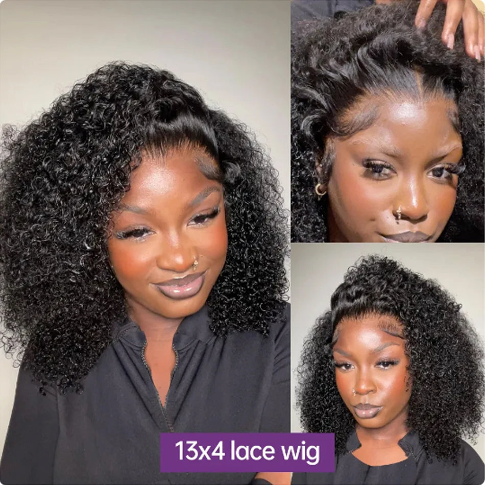 Glueless Short Bob Wig Kinky Curly Wear To GO 13X4 Lace Frontal Human Hair Wigs For Women Remy Jerry Curl perruque bresillienne