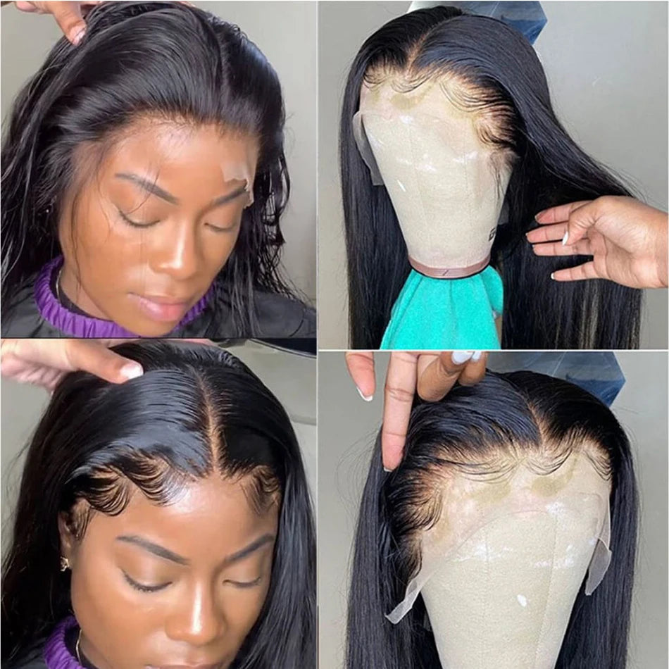 Glueless Straight 13X4 Lace Frontal Wig Human Hair 100% Natural 30 32 inch Pre plucked Cheap Brazilian Wigs For Women Choice