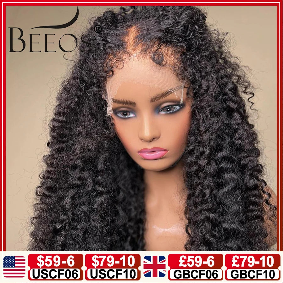 28in 250% Curly Baby Hair Wig 13x6 HD Lace Front Human Hair Wigs Kinky Edge Pre plucked 5x5 HD Closure Wig For Women Water Wave