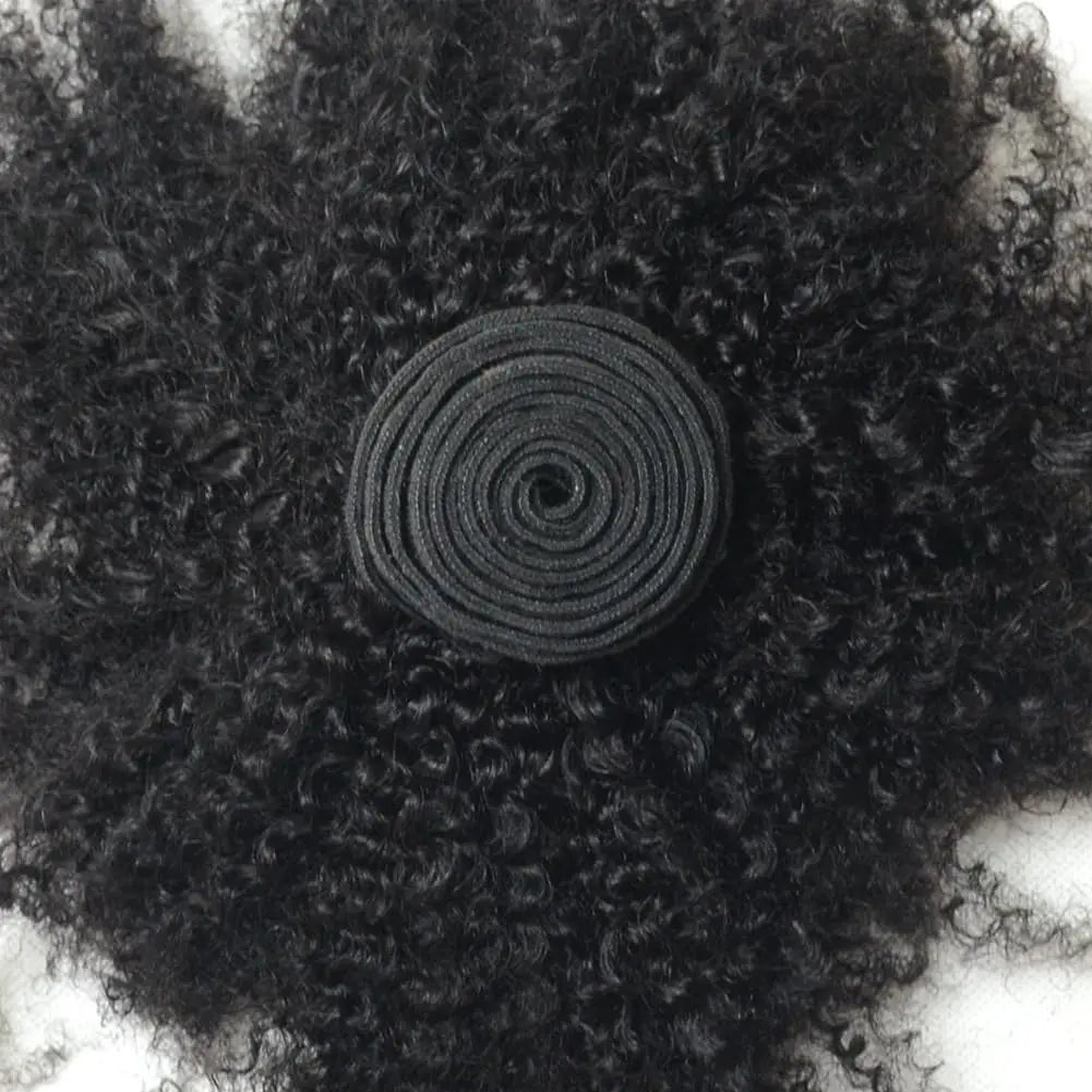 Afro Kinky Curly Human Hair Bundles 8 - 20 Inch Curly Weave 100% Unprocessed Virgin Extensions for Black Women Natural Color