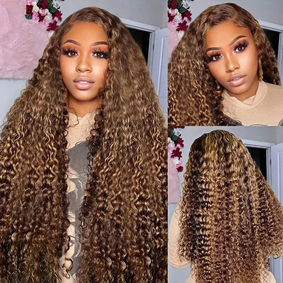 Highlight Human Hair Curly Wigs 30 Inch Hd Lace Front Wig Human Hair P4/27 13x4 13x6 Hd Lace Frontal Deep Wave Wigs for Women