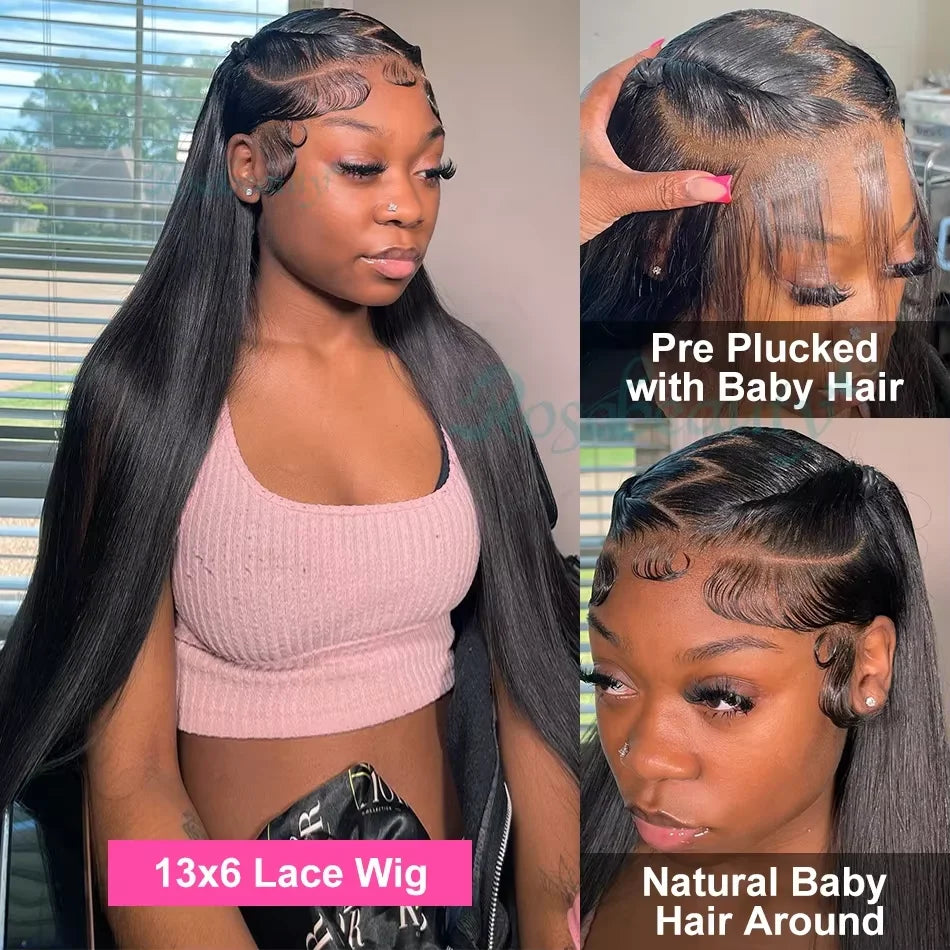 40 Inch Wear Go Glueless Wig 13x6 HD Transparent Bone Straight Lace Front Wigs Ready To Go 4x4 6x4 HD Glueless Wigs Pre plucked