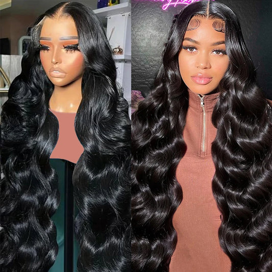 28 30 32 34 Inch 13x4 Body Wave Lace Front Human Hair Wigs Brazilian Water Wave 13x6 HD Transparent Lace Frontal Wig For Women