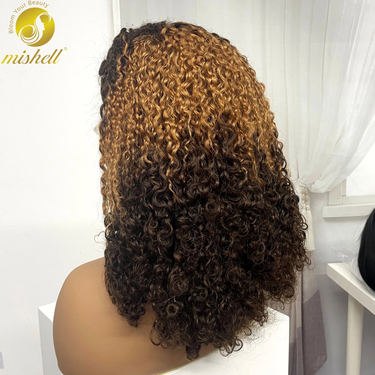 13x4 Lace Frontal Pixie Curly Human Hair Wigs 350% Density 12A Colored Raw Burmese Bouncy Curly Hair Wigs for Women