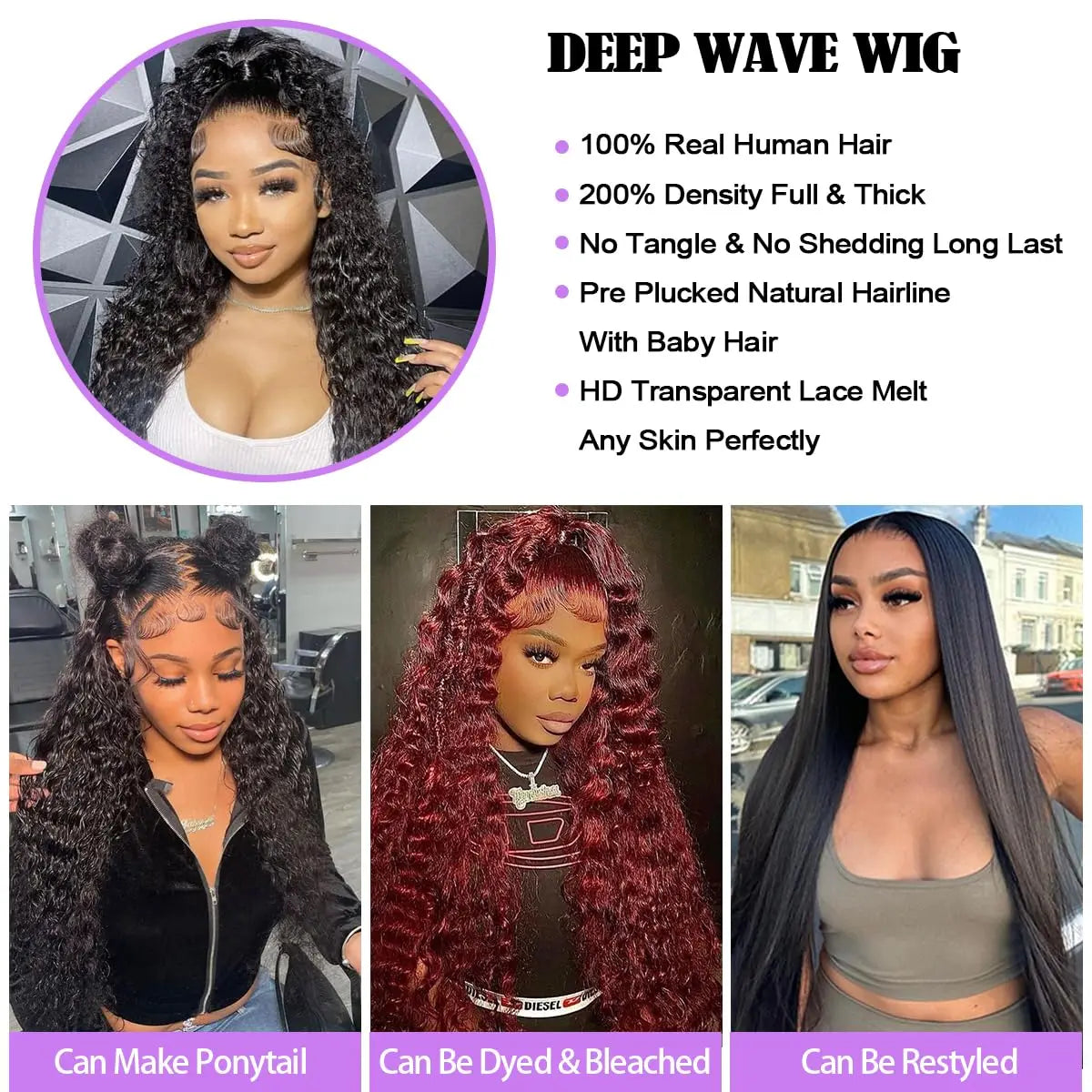 Ship from USA Black 13x6 Hd Transparent 30 Inch Deep Curly Water Wave Human Hair Lace Frontal Wigs Brazilian Natural For Women Choice 13x4 Wig