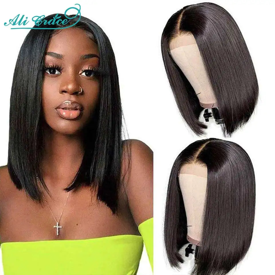 Ali Grace Hair Short Bob Wig 13x4 Lace Front Human Hair Wigs Peruvian 4x4 Lace Closure Bob Wig Remy Human Hair Wigs Pre-plucked