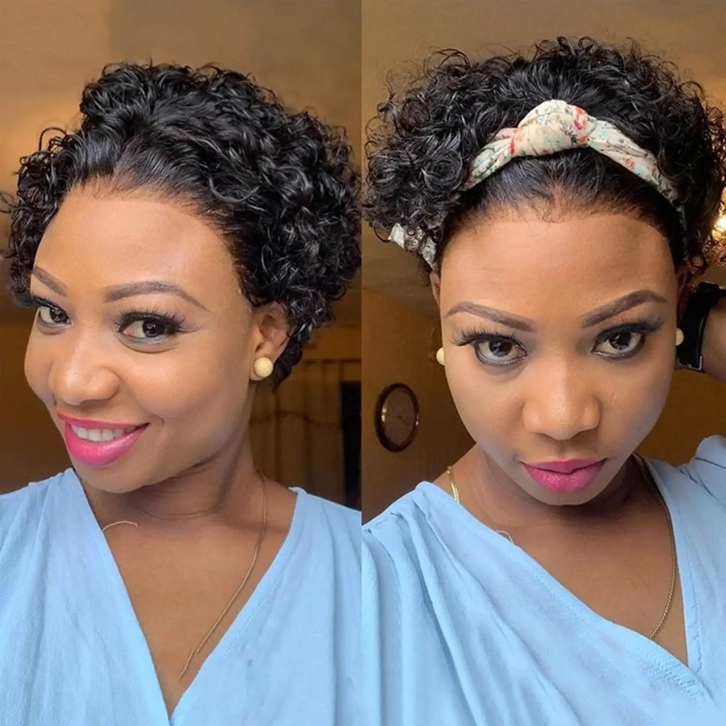 Pixie Cut Wig Curly Human Hair 13x1 Lace Frontal Wigs Human Hair Short Bob Human Hair Wigs 13x4 Lace Front Wigs For Black Women