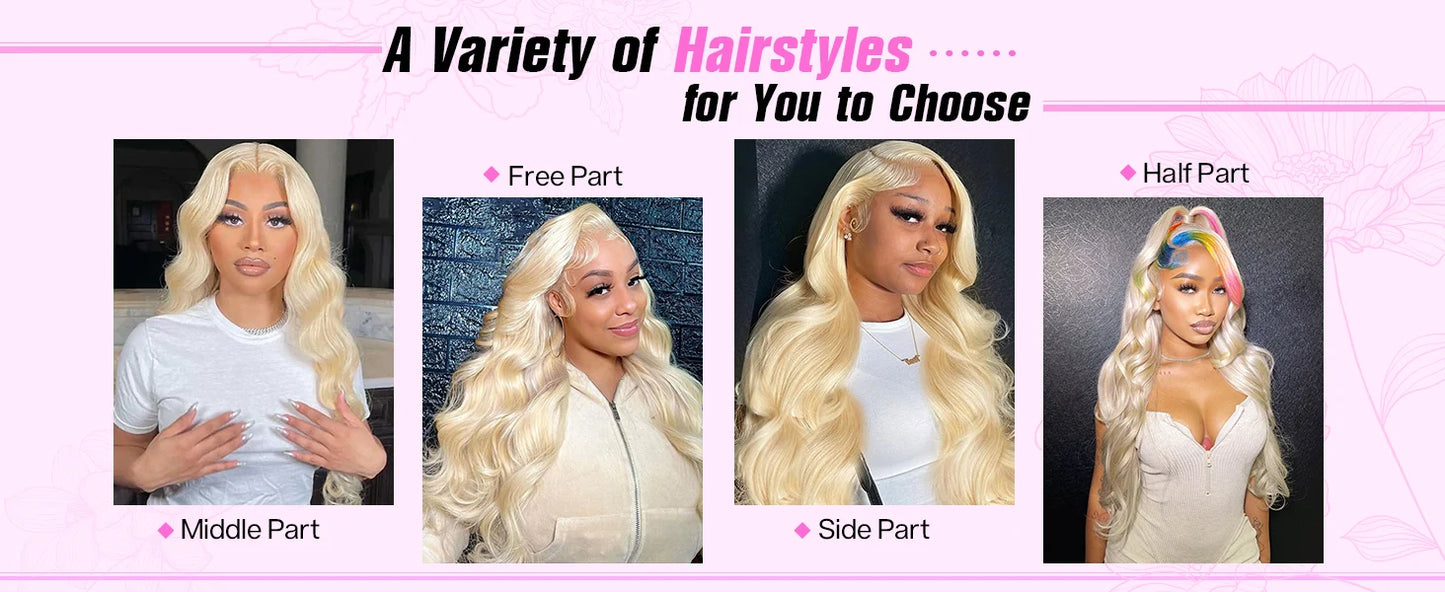 613 Lace Front Wig Human Hair 13x6 Blonde Human Hair Wigs 250% Density Body Wave Lace Front Wigs Human Hair Pre Plucked 26 Inch