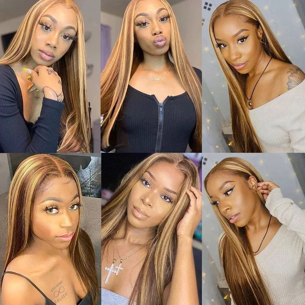 Highlight Wig 13x6 Hd Lace Frontal Wig Natural Hairline PrePlucked 30 Inch 13x4 Honey Blonde Straight Lace Front Wigs Human Hair