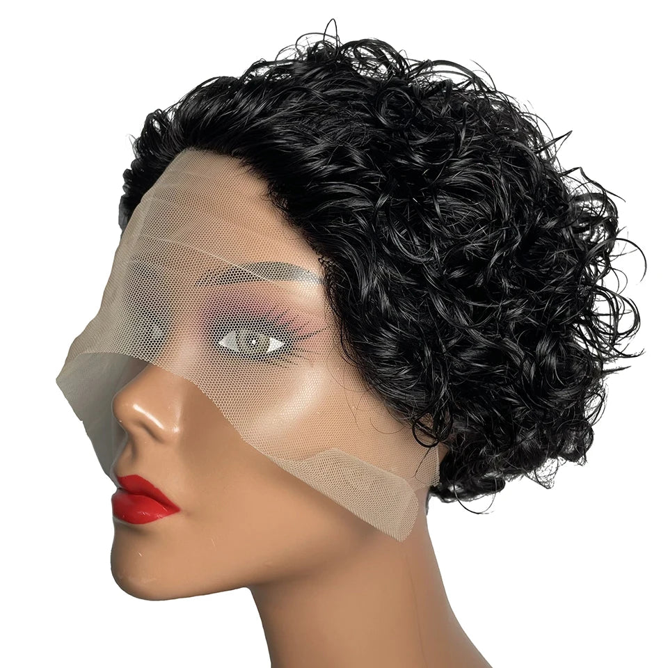 Pixie Curls 100% Human Hair Pixie Cut Wig Short Bob Human Hair 13x4 Lace Frontal Wigs Transparent Lace Human Hair Wig