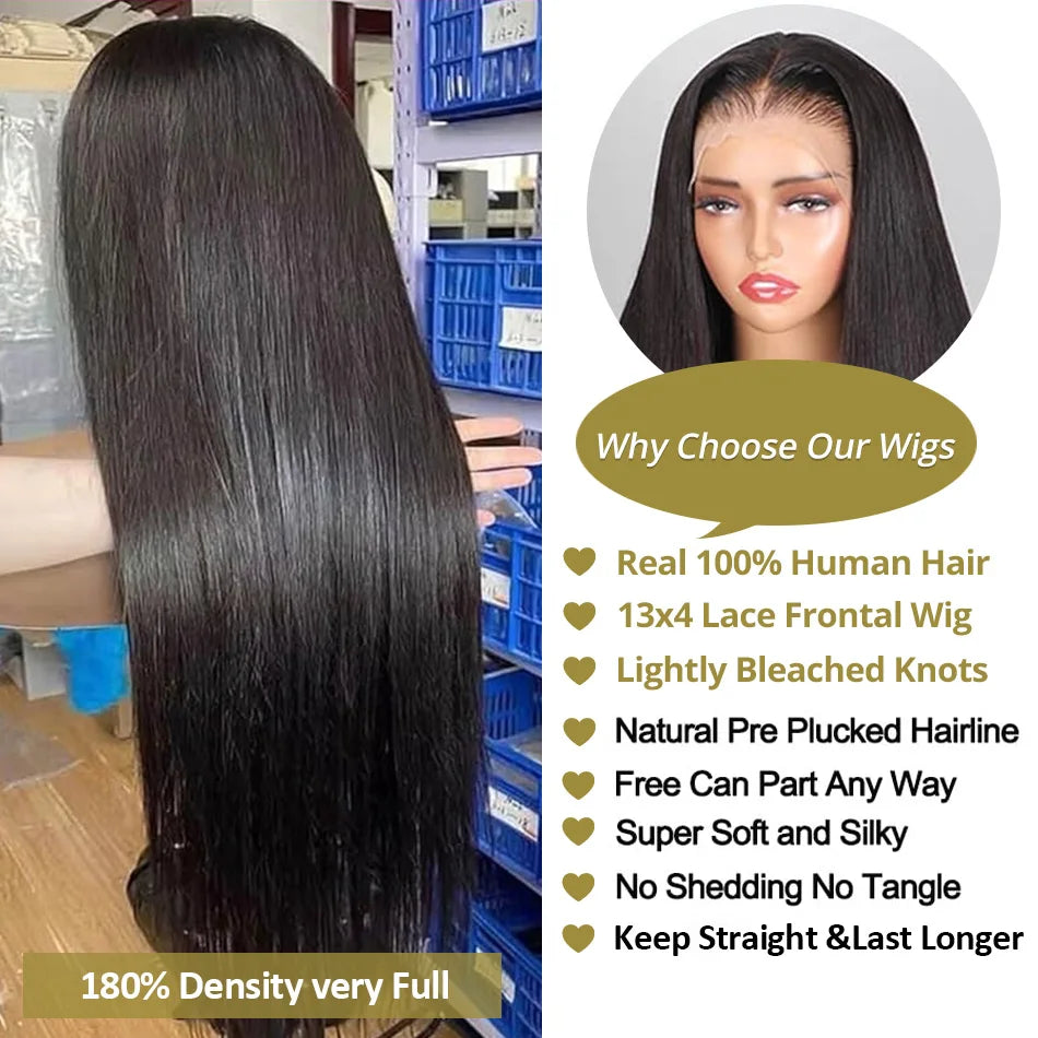 30 40 Inch Bone Straight Transparent 13x4 Lace Frontal Human Hair Wigs 200 Density Brazilian Remy 13x6 Lace Front Wig For Women