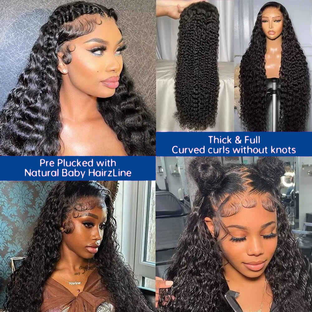 Deep Curly Lace Front Human Hair Wig For Black Women Pre Plucked HD Lace Front Wigs Human Hair 13x4 Lace Frontal Wig