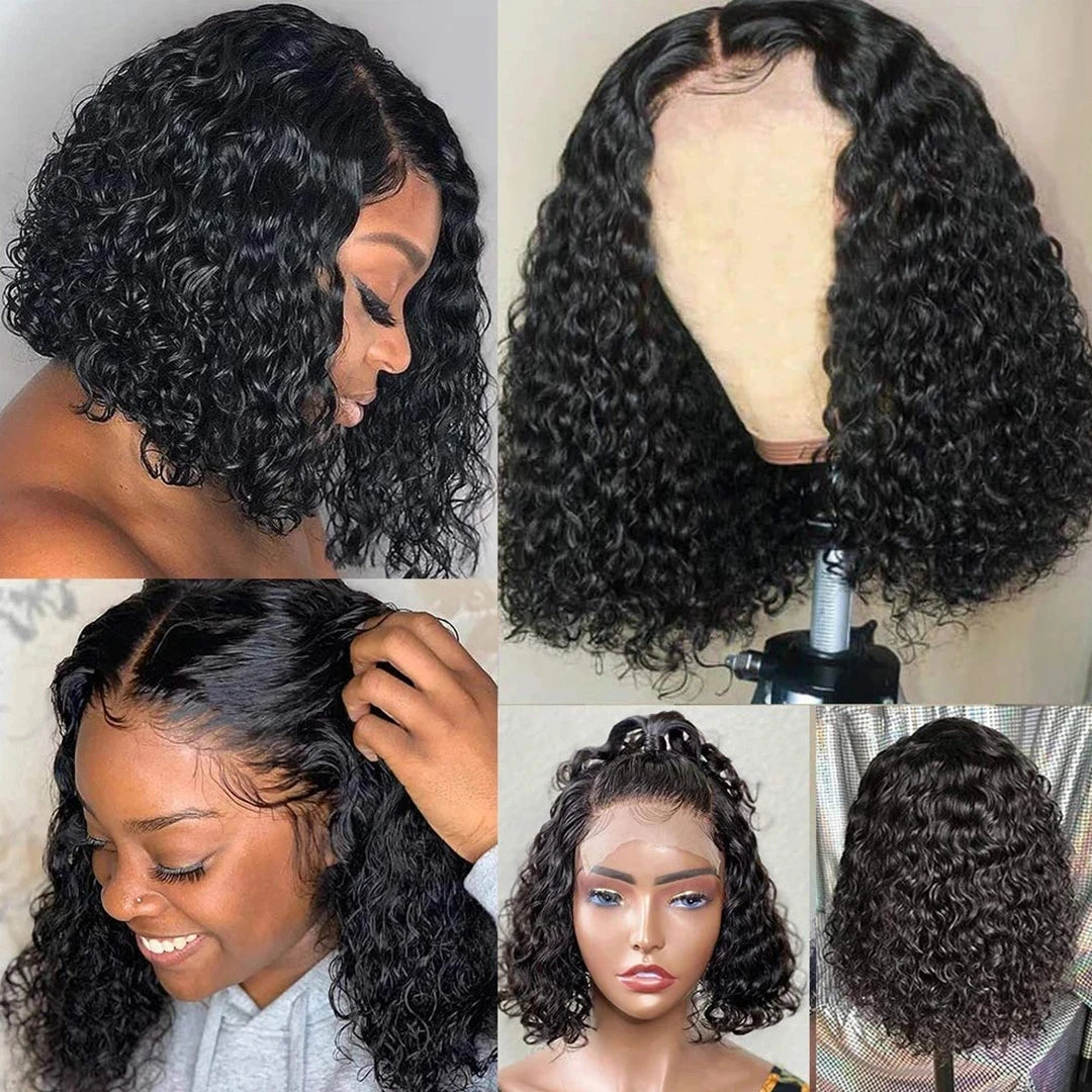 13x4 Short Wig Jerry Curly Wigs Human Hair Natural Black Pre Plucked Lace Frontal Wig Curly Wig