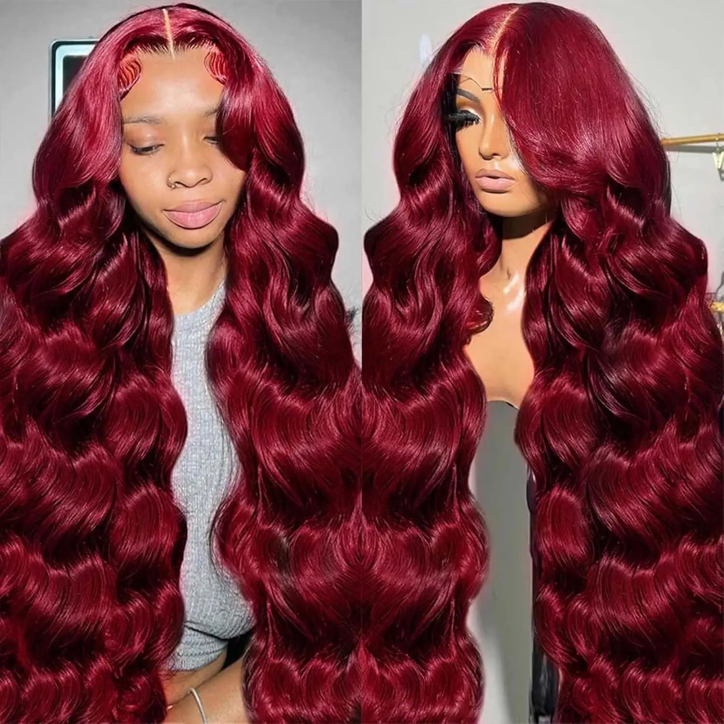 99j Burgundy Body Wave Human Hair 13x6 Hd Transparent Lace Front Wig 13x4 Colored 30 40 Inch Brazilian Hair For Women