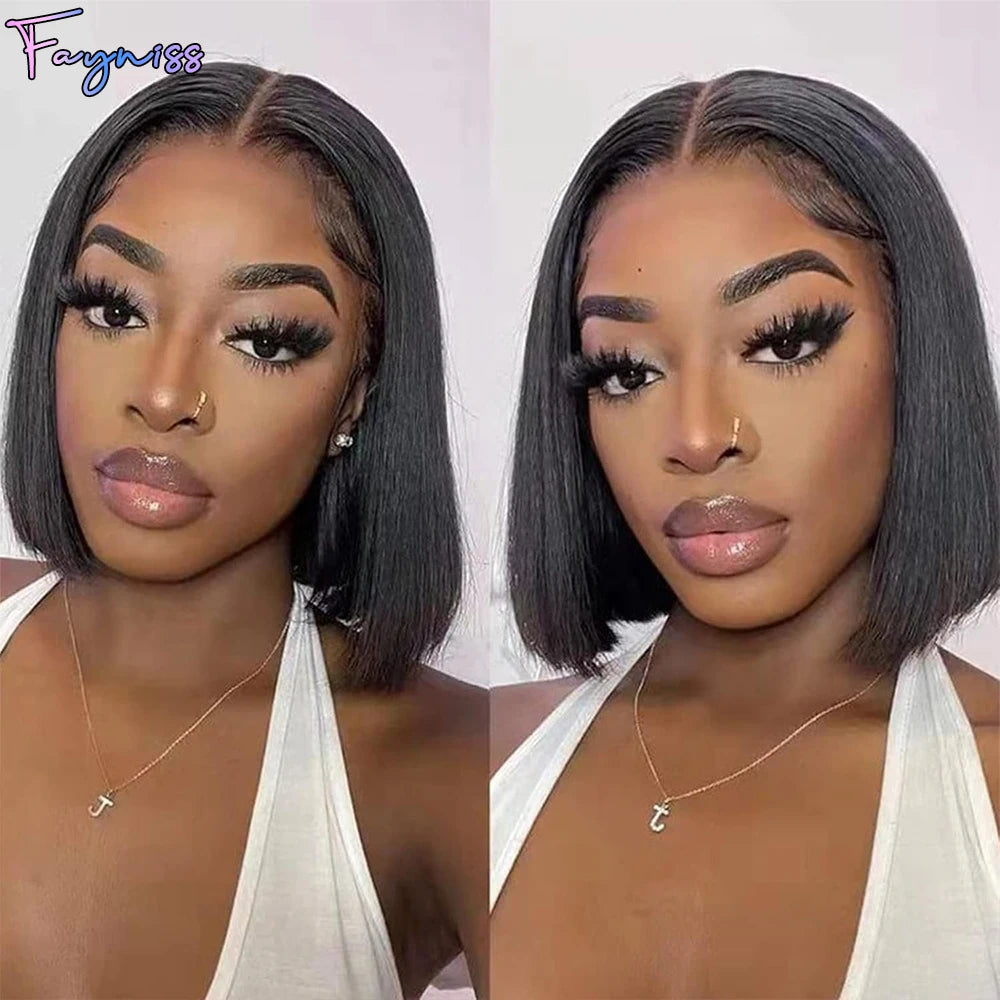 Wear And Go Glueless Wig Human Hair Ready to Wear Brazilian Straight Bob Wig Human Hair 4x4 Lace Closure Wig