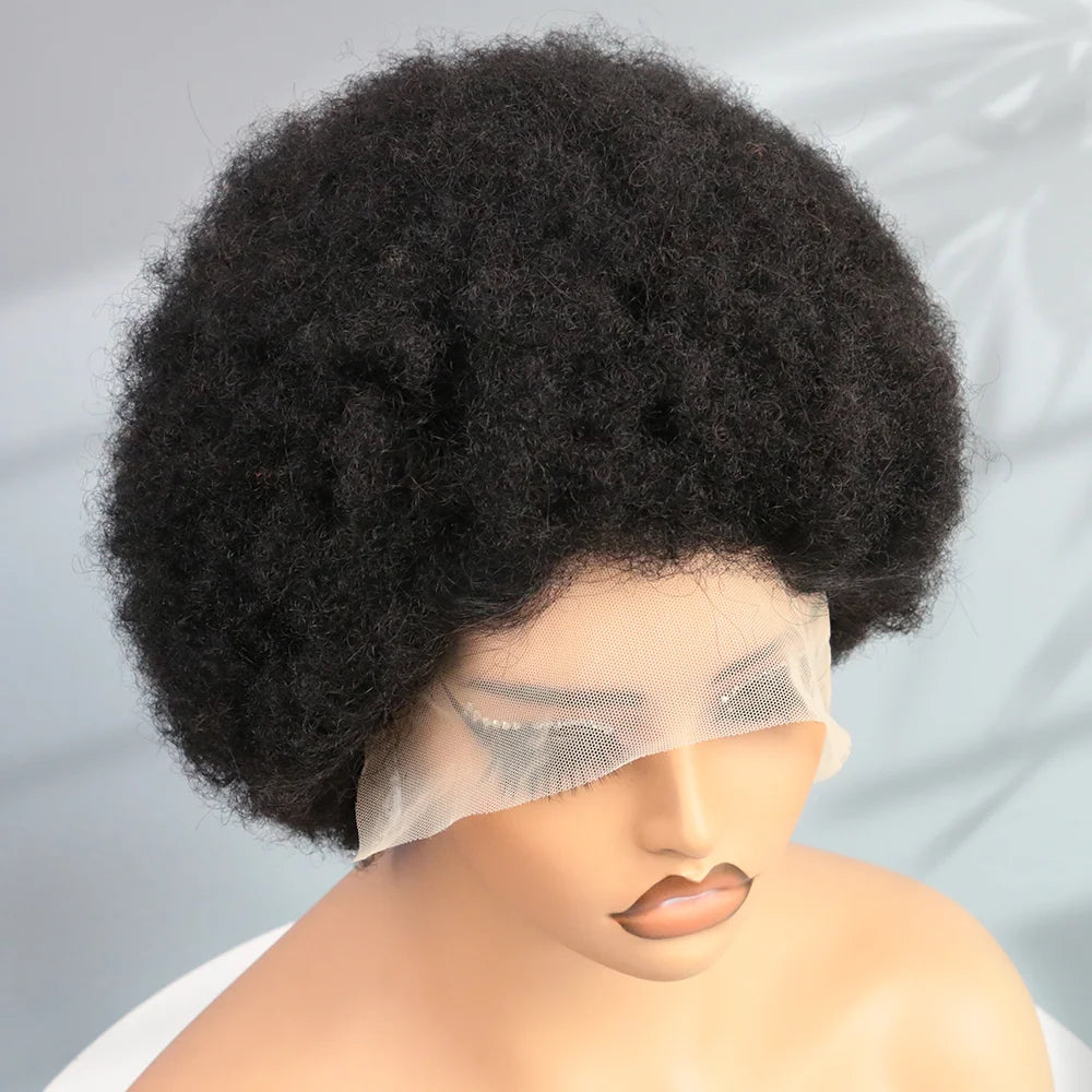 Afro Natural Short Pixie Cut Wig Human Hair Transparent 13X4 Lace Front Wigs Afro Kinky Curly Wig For Black Women Brazilian Wig