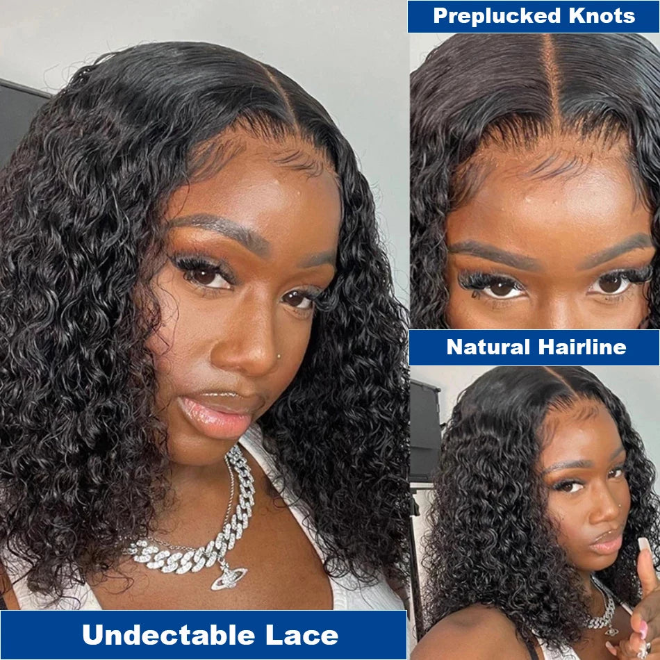 13x4 Short Wig Jerry Curly Wigs Human Hair Natural Black Pre Plucked Lace Frontal Wig Curly Wig