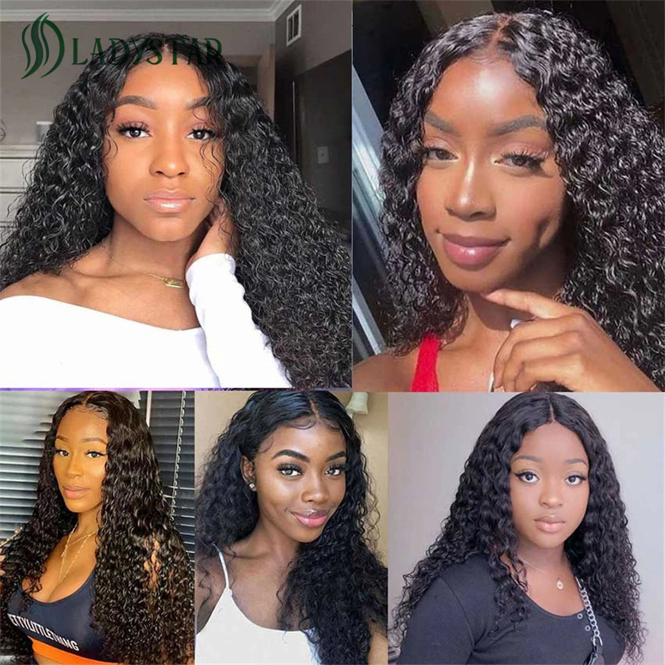 Mongolian Water Wave Lace Front Wigs For Women Human Hair Lace Front Wigs Curly Human Hair Wigs 13X4 HD Lace Frontal Wig