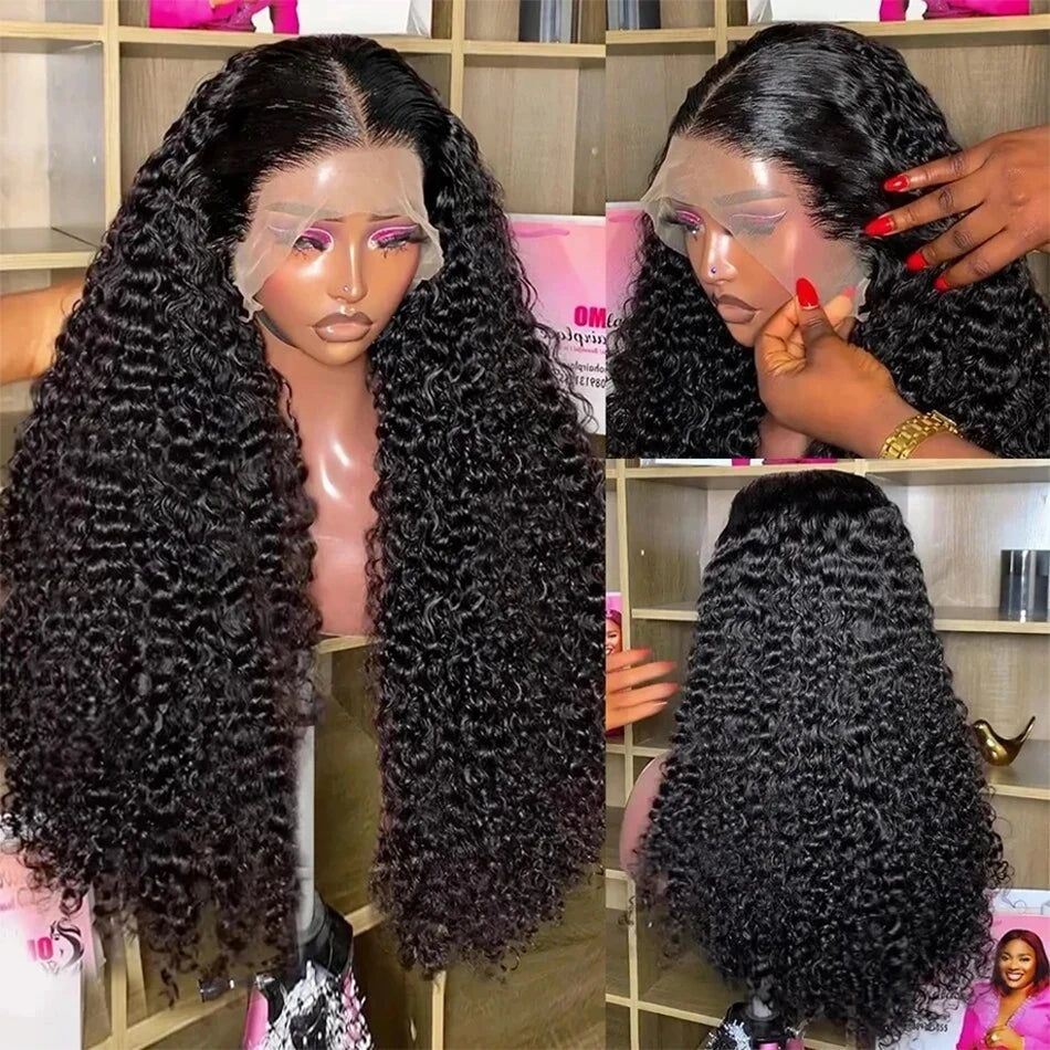 Glueless Kinky Curly 13x4 Lace Front Human Hair Wigs For Women Brazilian Deep Curly Lace Frontal Wig Wet And Wavy Frontal Wigs