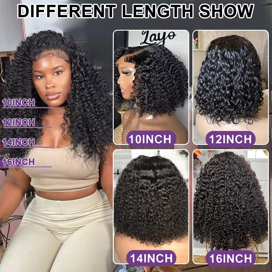 200% Transparent Curly Bob Wigs Deep Wave 13x4 Lace Frontal Human Hair Wigs 4x4 Lace Closure Front Short Bob Wigs For Women