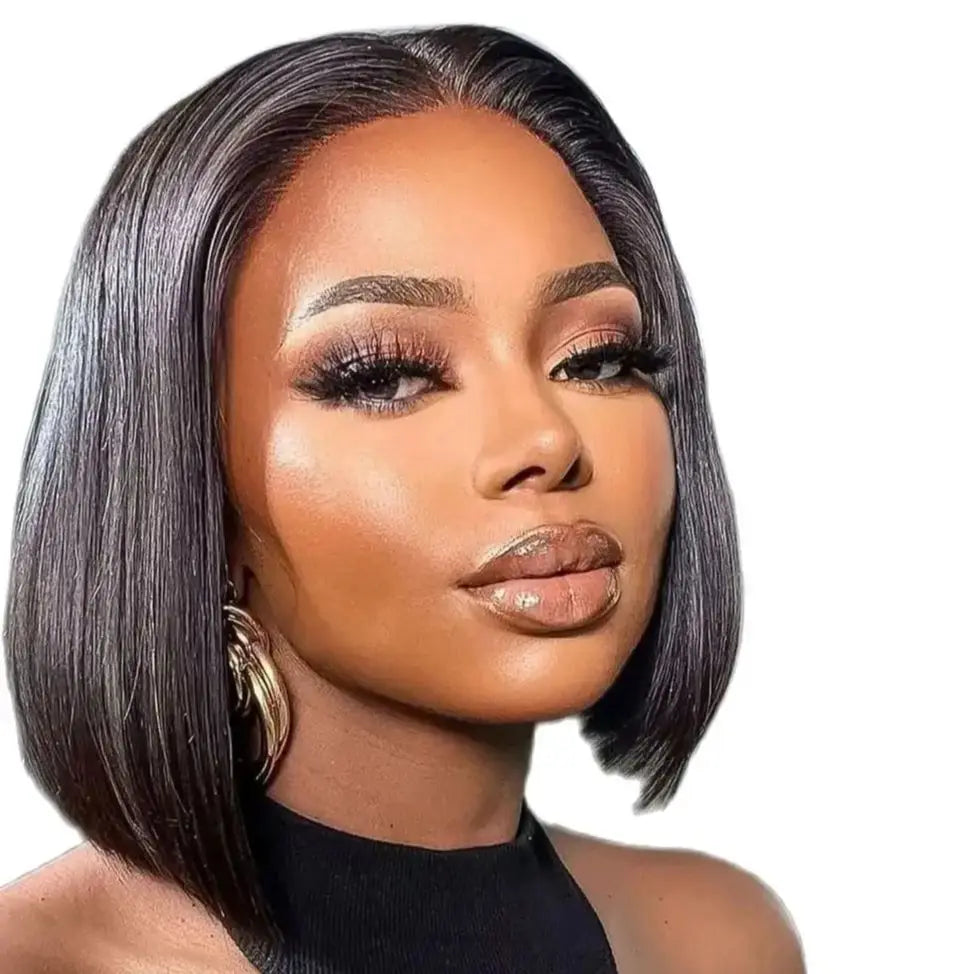 Ready To Go Short Straight Bob 100% Human Hair Lace Wig For Women Brazilian Remy Hair Pixie Middle Part Lace Easy Wear