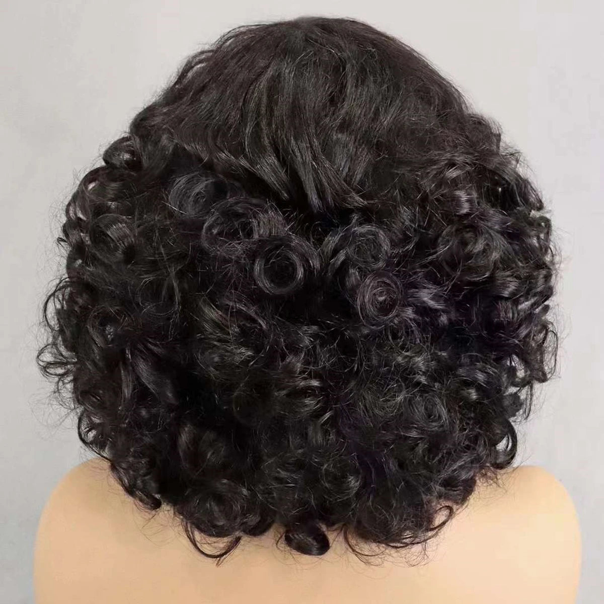 200% Density Brazilian Remy Human Hair Wigs Natural Loose Wave Machine Made Short Bob Wigs Curly Wigs With Bangs For Black Women