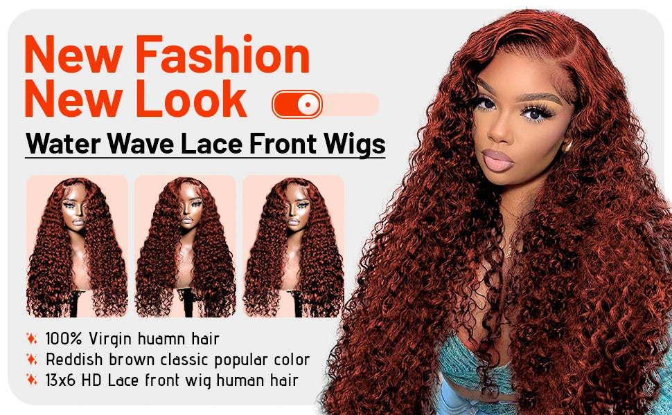 Reddish Brown Deep Wave Frontal Wig Transparent 13x4 Lace Frontal Wig Brown 13x6Lace Front Wig Colored Deep Curly Human Hair Wig