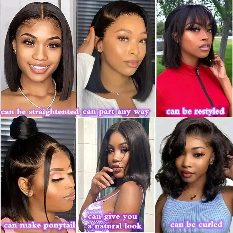 YKB Bone Straight Bob Wig 6X6 Closure Glueless Ready To Wear 13x6 HD Lace Front Human Hair Wigs 16 Inch Remy Peruvian For Women