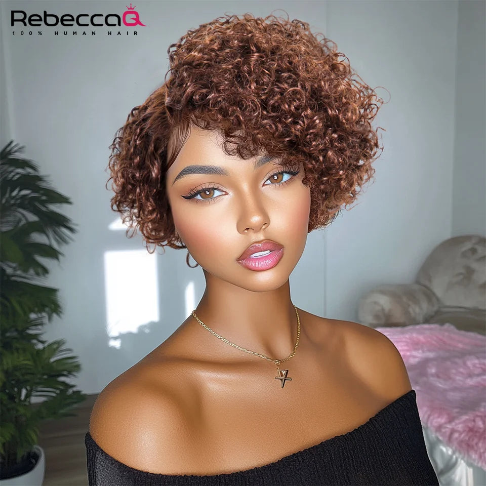 Short Bob Wig Pixie Cut Wig Curly Human Hair Wigs For Women 13x1 Lace Front Transparent Deep Wave Lace Wig Preplucked Hairline