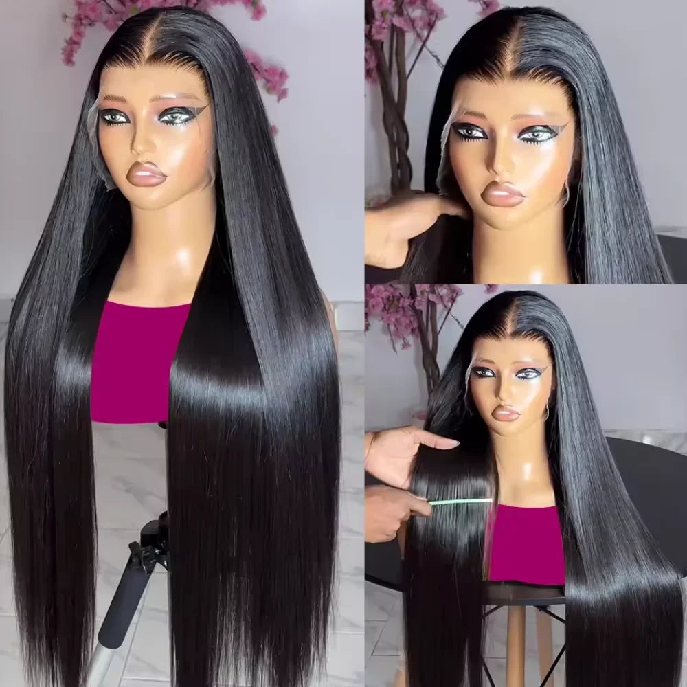 40 Inch 250 Density Straight Lace Front Wigs Human Hair 13x6 Hd Lace Frontal Wig Transparent Lace 13x4 Pre Plucked For Women