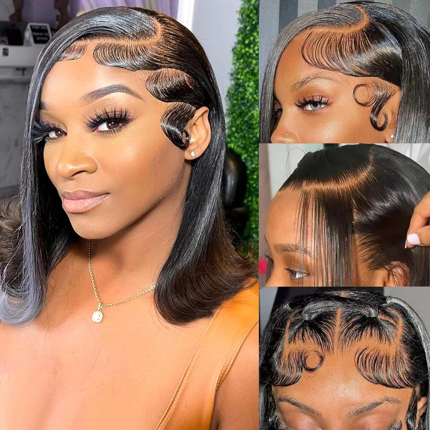 Bob Wig Human Hair 13x4 Lace Front Wig 200% Density Short Straight Frontal Bob Wig Transparent Lace Pre Plucked With Baby Hair